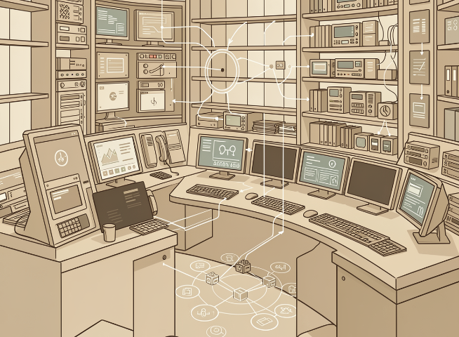 Illustration of a connected enterprise control room