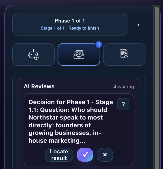 Zurro Studio AI Reviews interface showing reviewable AI work
