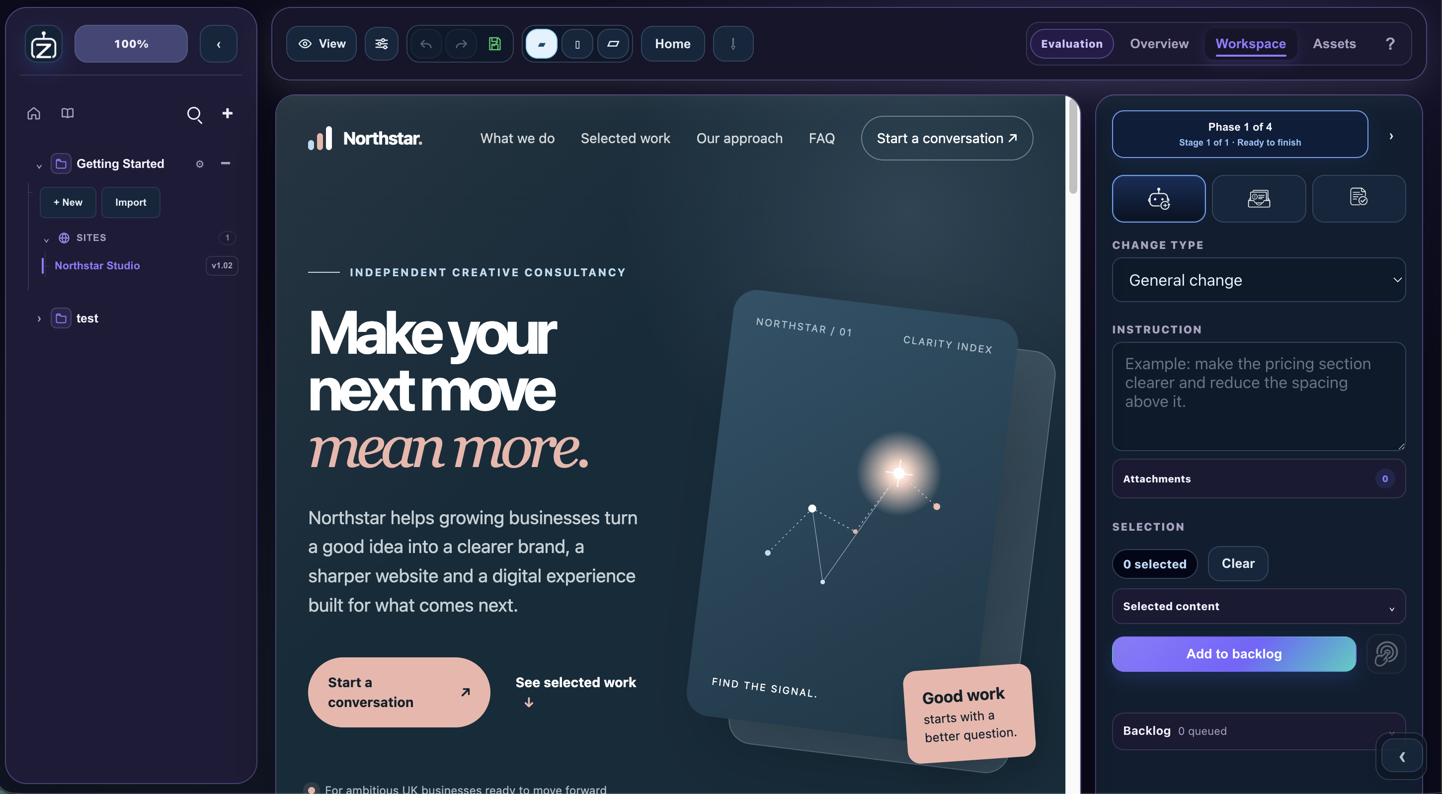 Zurro Studio workspace with project navigation and AI panels